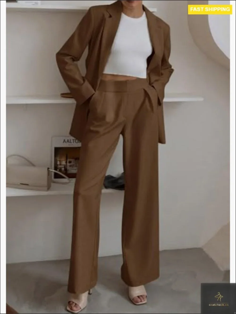 Oversized Blazer and Wide Leg Pantsuit 2 Piece Set Business Casual Office Wear